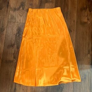 Orange Midi Slip Skirt